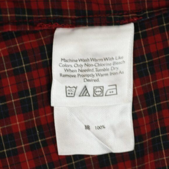 Eddie Bauer Women's Petite Small Black Red Plaid Long Sleeve Button Up Shirt - Picture 7 of 7